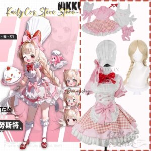 Anime Game Nikke Goddess Of Victory Cosplay Crust Costume Japanese Kawaii Lolita Lace Plaid Skirt Cooks Uniform Wigs 코스프레