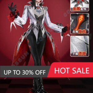 COSSUN Genshin Impact Arlecchino Fatui Executives The Knave Game Suit Elegant Cosplay Costume Halloween Party Outfit Women