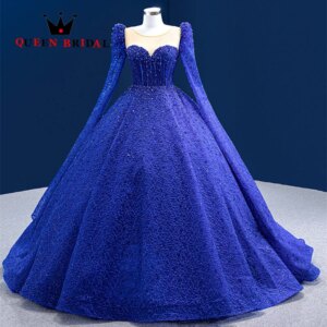 Exquisite Beading Lace Long Sleeve Evening Dress 2023 New Sweetheart Formal Ball Gowns Robes De Soirée Custom ZX53