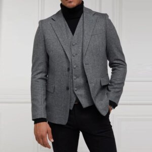 Classic Groom Wedding Suits Herringbone Blazers Customized 3-Piece Formal Occasion Party Dresses Man Business Office Prom Blazer