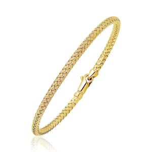 Fancy Weave Bangle in 14k Yellow Gold 3.0mm