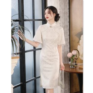 Fashion Improvement and Cheongsam Qi Pao Spring Summer Inverted Big Sleeve New Chinese Style Girl