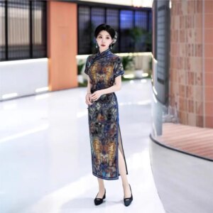 New cheongsam Chinese style elegant temperament long performance dress