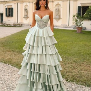 Customized Temperament Jersey A-Line Sequined And Tiered Evening Dresses Sweetheart Sleeveless Panel Train Celebrity G