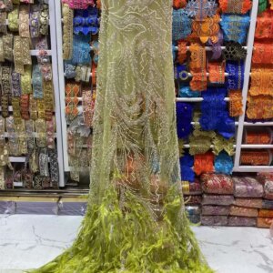 Latest Nigerian Feather Lace Fabric With Beads 2024 High Quality Lace African Lace Fabric For Wedding Dress French Net LaceA38-1