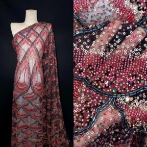 Beaded embroidery wedding dress lace fabric Wavy costume sequin