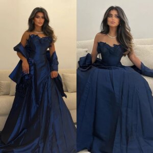 Customized Jiayigong Prom Modern Style Strapless Gown Flowers Floor-Length Satin Bespoke Occasion Dresses Evening