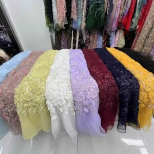 African Lace Fabric with Beads, Luxury Embroidery Mesh, Shining Sequins, AFrica Embroidery, Handmade with Beads, Tulle Lace