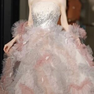 Customized A-line Sleeveless Party Prom Dress Sexy Strapless Neckline Sequined Tulle Illusion Ball Gown Elegant Evening Dresses