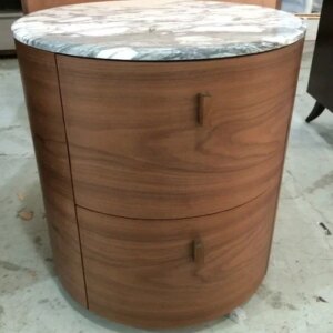 CTG-08 Manufacturing Custom Walnut Nightstand Wooden Nightstand with Drawers Luxury New Design Round Nightstand