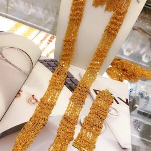 New 24K Gold Plated Dubai Jewelry Set Women’s Necklace Earrings Bracelet Bridal Wedding Jewelry Set YY10114