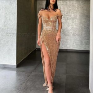 Elegant Evening Dresses Off The Shoulder A Line Floor Length Backless High Quality Marriage Evening Banquet Prom Female Gowns