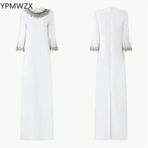 Customized Prom Gown Evening Formal Dress Party Occasion YPMWZX Scoop Neckline A-line Floor Length Skirts Bead Bespoke