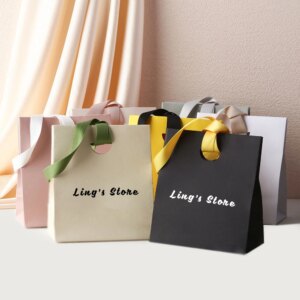 100Pcs Personalized 15.5×13.5×7.5cm Exquisite Jewelry Gift Tote Bag Cosmetic Lipstick Eyelash Dessert Earring Packaging Handbags