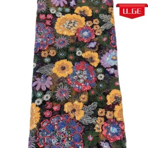 2025Latest Best Quality Elegant Very Soft Mixed Colors Sequin Tulle lace Fabric For Wedding Evening Dress U_GE1628