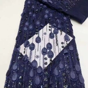 African Lace Fabric 2025 High Quality French 3D Sequins Embroidery Beads Tulle Lace Fabric for Party Dress
