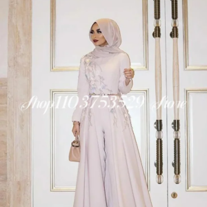 Ivory Mother of the Bride Dress 2025 Long Sleeve Muslim Embroidered Applique A-Line Customised Trailing Formal فساتين سهرات