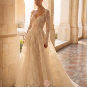 Custome Sweetheart Neckline Long Sleeves Full Lace Applique Shiny Tulle Zipper No Train Ball Gown Wedding Dress 2025