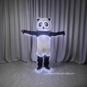 Adult Panda Cosplay Costume LED Light up Jumpsuit Zoo Festival Parade Mascot Dress up Suit Circus Stage Show Party Outfit 2025