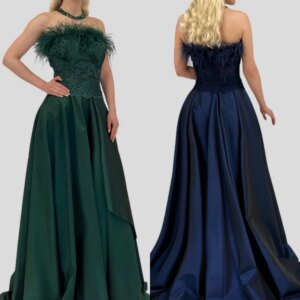 Customized Evening Satin Draped Feather Formal Evening A-line Strapless Bespoke Occasion Gown Long Dresses