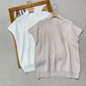 B*C Women’s Half Turtleneck Flower Sequins Drop Shoulder Sleeve Cashmere Sweater