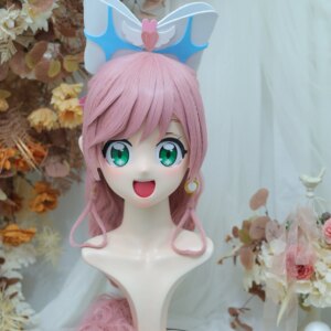 (NFD-1608)  Customize Character Female/Girl Resin Kig Full Head With Lock Anime Cosplay Japanese Animego Kigurumi Mask