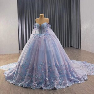 Vestidos De 15 Quinceañera Luxury 2025 Sleeveless Sweetheart Appliques Lace Up Back Blue Purple Long Dress For Special Occasions