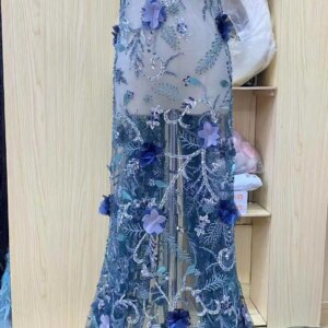 Latest style Beads Lace Fabric 2025 High Quality Mesh Embroidery Applique 3D Flower Tulle Nigerian Lace Fabrics for Bridal JH