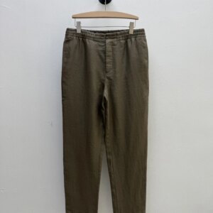 High quality, old money style 100% linen, elastic waist fashion loose straight linen casual trousers