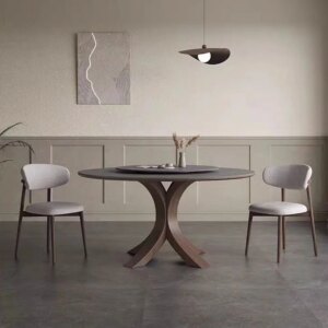 PurelyFeel Matte rock board round dining table modern simple Italian high-end ash wood solid wood round table