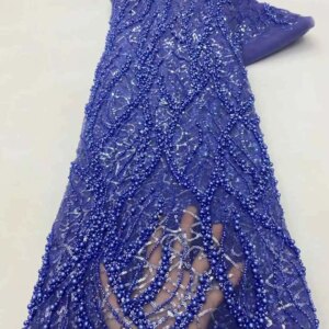 2025 French Heavy Beads Sequins Lace 5 Yards Latest African Nigerian Tulle Laces Fabric High Quality Embroidered Lace Mesh Lace