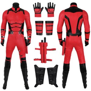 TV Dare Cosplay Devil Matt Murdock Costume Red Leather Battle Suit Jumpsuit Belt Gloves Fullset Halloween Carnival Party Outfits