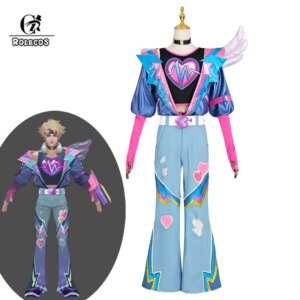 ROLECOS Ezreal Cosplay Costume Game LOL Lovestruck Ezreal Men Valentine’s Day New Skin Halloween Party Outfit Fullset Suit