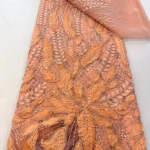 African Sequins Beaded Lace Fabrics 5 yards High Quality Sequence Embroidery French Nigerian Lace Fabric For Wedding Sewing