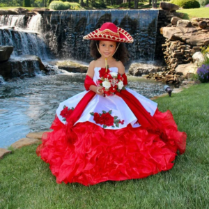 Customized White Red Organza Mini Quinceanera Gowns Mexican Prom Flower Girl Dresses vestidos para niñas