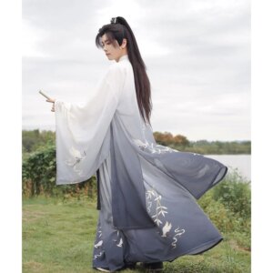 Han Clothing Men’s and Women’s Chinese-Style Jin-Style Chivalrous Ancient Costume Cross-Collar Waist Wei-Jin Style Autumn Suit