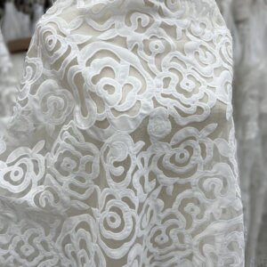 Unique Three-Dimensional Embroidery Wedding Evening Dress Lace Fabric Furniture Curtains Decorations