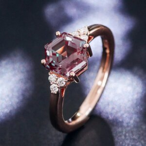 Provence Luxury wedding band 10K Solid Gold Hexagon cut Lab Gemstone DEF/VS Lab Diamonds Engagement ring Personalized Custom