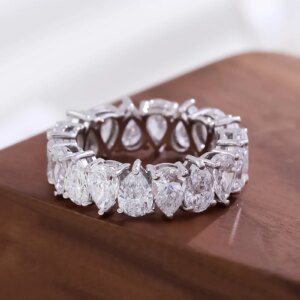 Provence 14K/18K white gold Eternity Band pear drop full lab diamond Engagemen rings for women luxury Wedding Anniversary gift
