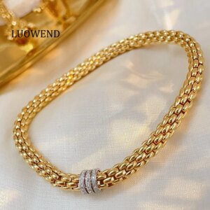 LUOWEND 100% 18K White+Yellow Gold Bracelet Fashion Metal Style Real Natural Diamond Bracelet for Women High Party Jewelry