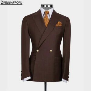 Brown Solid Formal Wedding Suits Men’s Business Suit 2 Pieces (Jacket Pants) Man Tuxedo Groom Wear