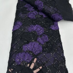 Luxurious African Beaded Net Mesh Lace Fabric 2025 Beads Embroidery Sequins French Tulle Lace for Nigerian Wedding Party Dress