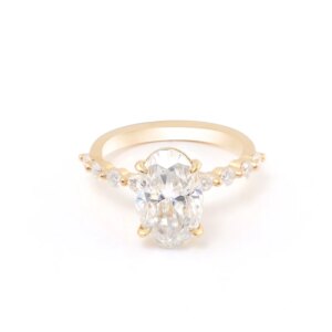 Provence 10K/14K/18K Promise Rings for Women Oval Cut 3.5 CT Moissanite Eternity Rings D Color Diy Jewelry GRA Certificate
