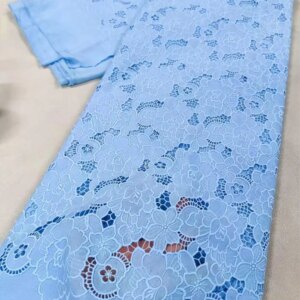 Sky Blue Chiffon Lace Fabric 2024 High Quality Lace Material Nigerian French African Cotton Lace Fabric For Evening Dress A645-1