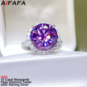 10 Carat Purple Green White Moissanite Rings Luxury s925 Silver 4 Color Moissanita Wedding Fine Jewellery Pass Diamond Test GRA