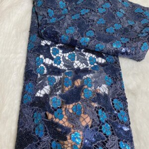 African Sequin Guipure Cord Lace Fabric 2024 High Quality Water Soluble French Lace Fabric For Woman Birthday Party Dress A656-1