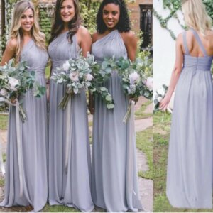 Navy Blue Bridesmaid Dress For Wedding Illusion Top Off Shoulder Chiffon Applique Sequin V-neck A-line robe de soirée de mariage