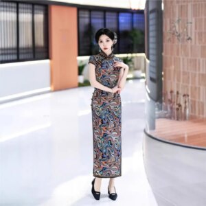 New cheongsam Chinese style elegant temperament long performance dress