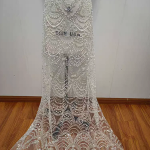 Gorgeous Beaded Lace Embroidery Lace with Beaded Sequins Wedding Dress Fashionable Lace Fabric