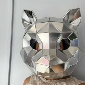 Mirror Mask 3D Cosplay Bear Leopard Tiger Horned Demon Helmet Music Festival DJ Club Dance Props